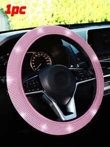 1pc Rhinestone Car Steering Wheel Cover, Bling Diamond Steering Wheel Wrap, No Inner Ring Car Interior Accessories For Women - Shiny - View 12