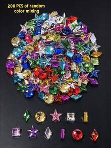 Rhinestone Akrilik Pipih Berkilau, Batu Permata Asimetris Warna Campuran, 50/100/200 buah Aksesori Perhiasan DIY, Cocok untuk Perhiasan dan Dekorasi Buatan Tangan - MultiWarna - View 10