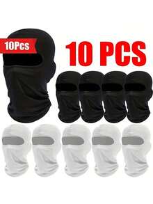 10pcs Men's Ski Face Mask Full Face Protection Winter Balaclava UV Protection Outdoor Cycling For Women - A - View 1