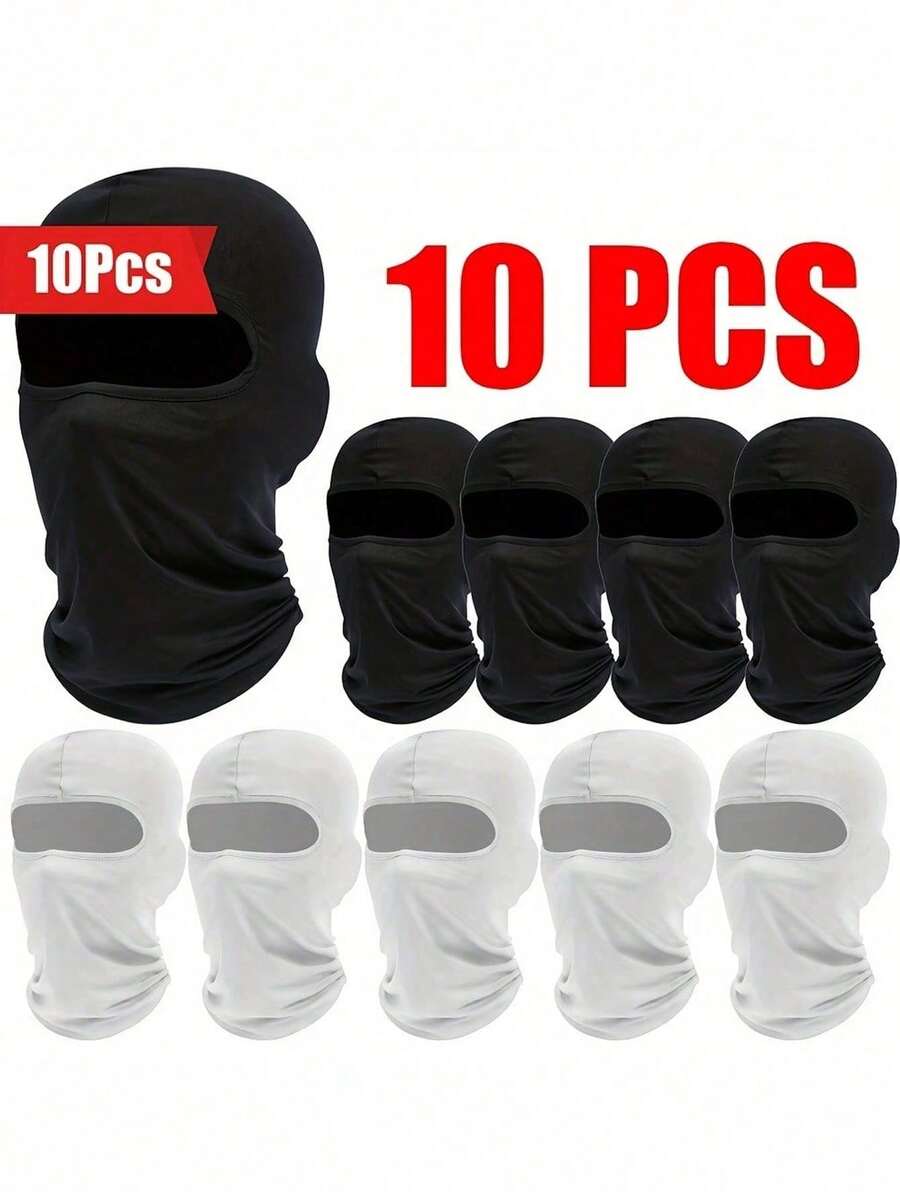 10pcs Men's Ski Face Mask Full Face Protection Winter Balaclava UV Protection Outdoor Cycling For Women - A - View 1