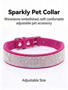 Shiny Rhinestone Adjustable Crystal Dog Collar With Polka Dot Design, Durable And Comfortable, Suitable For Small, Medium, Large Dogs, Fashionable Style, Perfect For Parties, Daily Wear And Photos - Multicolor - View 1