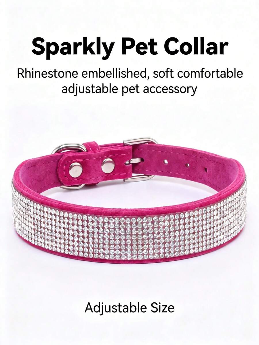 Shiny Rhinestone Adjustable Crystal Dog Collar With Polka Dot Design, Durable And Comfortable, Suitable For Small, Medium, Large Dogs, Fashionable Style, Perfect For Parties, Daily Wear And Photos - Multicolor - View 1