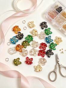 26顆 16*15mm 金箔聖誕鈴鐺形彩色聖誕珠 蝴蝶形 DIY 串珠項鍊手鍊耳環配件 - 聖誕鈴鐺 - 查看 2