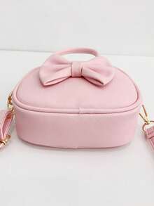1pc Girls Bow PU Zipper Closure Fashion Handbag Crossbody Bag Suitable For All Seasons Daily Use - A - View 5
