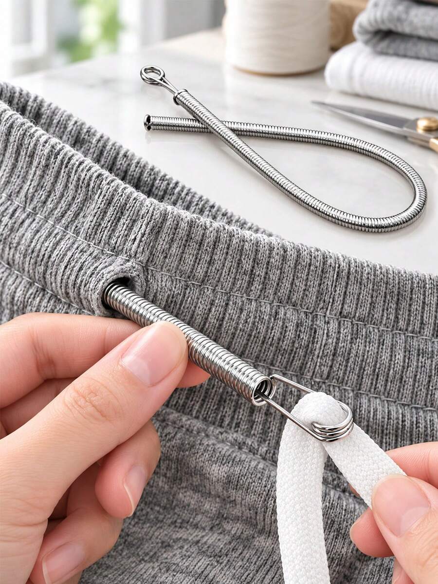 12pcs Spring-Loaded Convenient Threading Tool, Flexible Drawstring Replacement Tool, 2-In-1 Elastic Band Threading Tool, Suitable For Pants, Sports Shirts And Skirts, Home Essential Set, Includes Waistband Threading Tool, No-Sew DIY Assistant, Women's Christmas Gift (Steel Spring, Bendable Guide Head), Suitable For Various Sewing Activities, Home Sewing Tool, Rope Threading Tool, Flexible Threading Tool