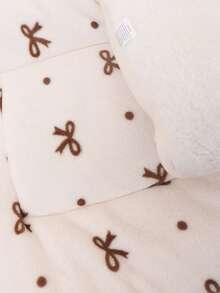 Cream White Base Brown Bow Pattern Thick Warm Pet Sleeping Mat, Suitable For Autumn/Winter Dogs And Cats, Soft Sleeping Pad, Suitable For Teddy, Bichon And Cats, Not Suitable For Large Dogs - White - View 7