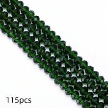 Flat Round Glass Beads, Suitable For Jewelry Making, 8mm/6mm/4mm (60/80/115pcs), Reusable, Bulk DIY Craft Beads, Shiny Blue-Green Handmade Accessories - Green - View 11