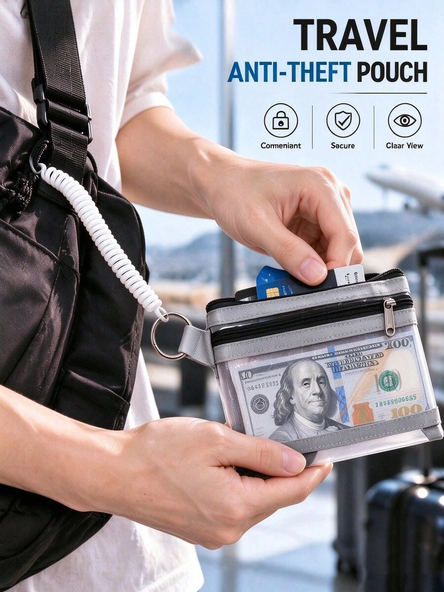 New Anti-Theft Spring Rope, Travel Anti-Loss Hanging Rope, Retractable Elastic Rope With Metal Lobster Clasp, Phone Strap Passport Storage Hanging Chain Keychain, Suitable For Teachers, Nurses, Students, Applicable For Outdoor Hiking, Travel And Sports Scenes Smart Accessory - Multicolor - View 1