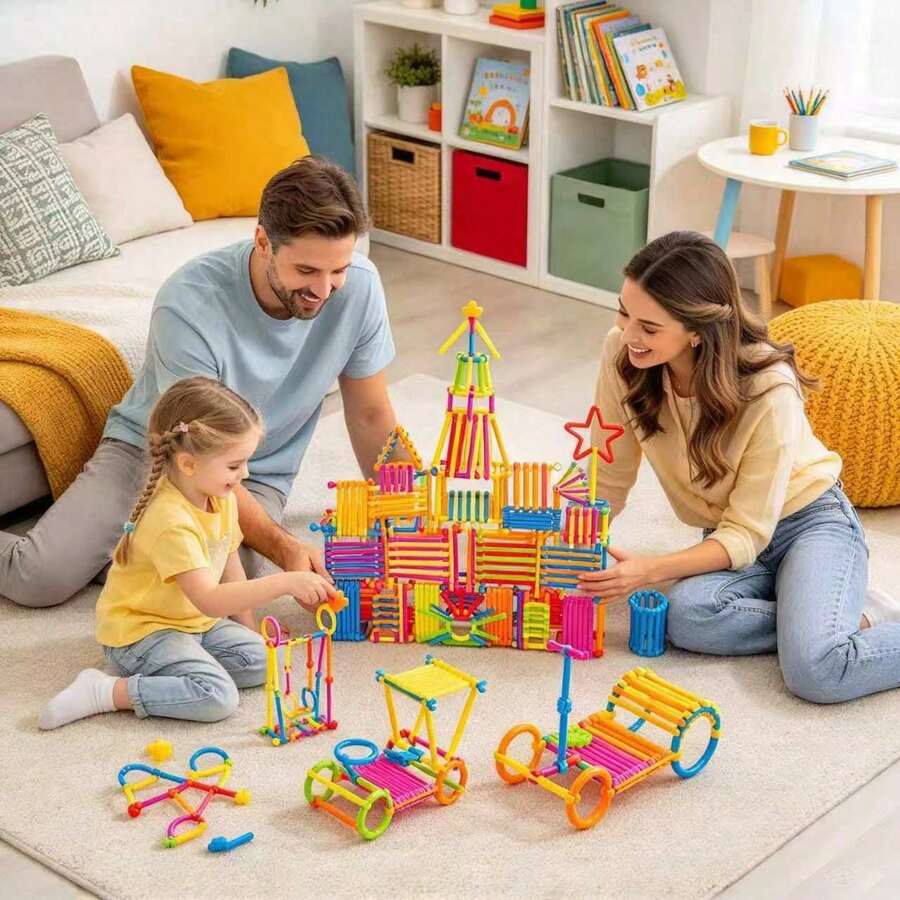 somoving 200pcs STEM Magic Wand Building Block Set - Teens Educational Construction Toy, Unleash Kids Imagination, Engineering Kit, Multicolor & Shapes, Perfect Gift For Birthday & Holidays,Back To School,Children's Gifts - Multicolor - View 1