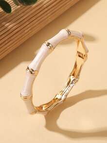 1pc Fashion New Style Gold Plated Enamel Mix Color Bamboo Joint Bracelet Bangle Jewelry For Women And Girls - Bamboo Knot Bracelet - View 5