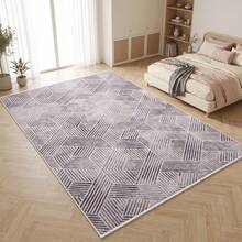 Washable Modern Minimalist Patterned Area Rug – Scandinavian Geometric Design, Contemporary Washable Carpet For Living Room, Bedroom & Home Decor - Rust Brown - View 3