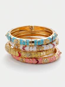 Sorayune Enamel Craft Colorful Cloud Bracelet, Vintage Asymmetric Dyed Twisted Bangle, Fashionable Versatile - Multicolor - View 2