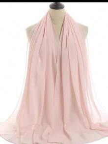 1pc Women's Polyester Solid Color Long Scarf Large Shawl Decorative Scarf, Casual Polyester Fiber, Winter Women's Accessory, Pink Scarf - Baby Pink - View 2