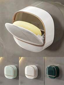 10pcs Wall-Mounted Soap Holders, Waterproof Flip Cover Design, Minimalist Soap Box, Suitable For Men And Women, Durable, For Kitchen, Bathroom, Shower, Home Bathroom Decor Storage Accessory, Travel Essential Shower Storage Rack - Multicolor - View 2