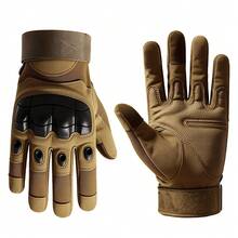 ROXF 1 Pair Of Unisex Full-Finger Tactical Protective Gloves; Hard-Shell Finger Protection, Slip-Resistant, And Abrasion-Resistant; Suitable For Outdoor Cycling, Hunting, And Training; Adjustable Wrist Straps - Brown - View 6