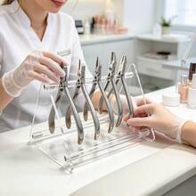 1pc Clear Acrylic Nail Clipper Storage Rack, Triangular Manicure Tool Display Stand, Large Capacity Dental Pliers Display Rack, Desktop Nail Clipper Organizer - Multicolor - View 5