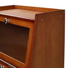 LIVINGANDHOME 1/2 Tiers Bamboo Bread Storage Cabinet,Bread Storage Box,Bread Storage Container For Kitchen Countertop - Brown - View 10