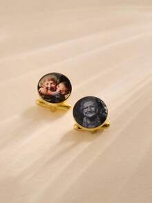 Custom Photo Cufflinks (1 Pair) Personalized Picture Shirt Cufflinks Stainless Steel Material Suitable For Groom And Groomsmen Customized Commemorative Gift, Also A Great Birthday, Holiday, Anniversary Or Wedding Gift For Men - Multicolor - View 8