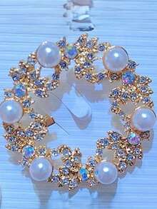 1pc Simple Korean Style Pearl Flower Brooch For Women, Scarf Clip, Alloy Brooch Pin, Versatile Elegant Brooch Accessory, Personalized Beautiful Business Brooch, Gift For Girlfriend, Beautiful Jewelry - Champagne - View 7
