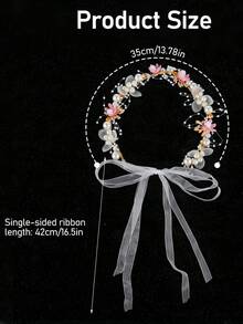 1pc Girls' Pearl Flower Ribbon Headband, Handmade Bohemian Hair Accessories, Suitable For Festivals, Travel, Parties, Weddings, Photography - Multicolor - View 6
