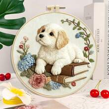 1 Set DIY Embroidery Kit, Includes 20cm Round Embroidery Hoop, Embroidery Thread, Scissors And Other Tools, 3D Floral Tiger Cat Pattern, Polyester Fabric And Thread, Suitable For Beginners Handmade Embroidery Supplies, Cute Animal Handcraft, Home Wall Decor, DIY Art Gift For Craft Enthusiasts - Multiple Styles - View 10