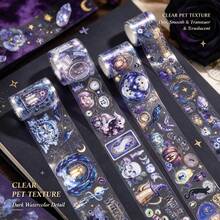 4Pcs/Set Halloween Gothic PET Washi Tape Vintage Halloween Pumpkin Pre-Cut Decorations Transparent Masking Tape For Stickers Scrapbooking Journal Diary Decoration Collage Material - Sets - View 4
