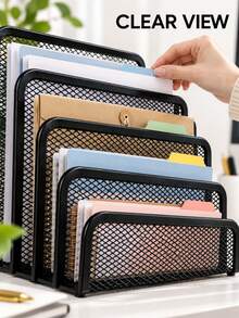 Desktop Organizer With Bookshelf, File Holder, Letter/Card Slot, Freestanding Storage Rack For Stamps And Envelopes, Office Room Decor, School Supplies, Desk Accessories, Home Storage And Organization - Multicolor - View 5