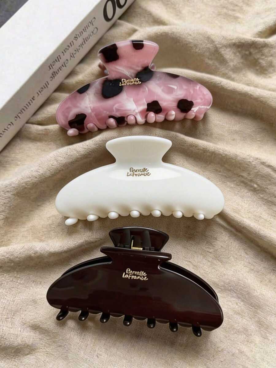 3件/1件裝 女款 9.5cm/3.74in 棕色白色粉色豹紋髮夾 輕量塑料髮夾 時尚百搭 高端優雅 極簡風格 純色髮抓 浴室髮飾 適合日常外出休閒派對通勤海灘度假 髮型馬尾髮束洗臉洗澡化妝穿搭使用 髮飾髮夾 - 彩色 - 查看 1