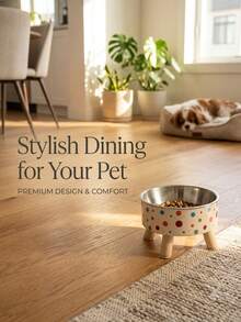 Colorful Polka Dot Stainless Steel Cat Bowl With Detachable Base, Easy To Clean Non-Slip Pet Food And Water Bowl, Suitable For Small Dogs And Cats, Pet Supplies - Large Capacity - View 3