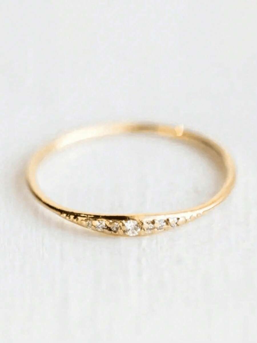 1 buah Cincin Zirkonia Kubik Romantis untuk Wanita, Perhiasan Pesta Pernikahan, Pertunangan, Hadiah Hari Valentine - Yellow Gold - View 1