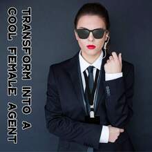 Agent Costume Accessory Set, Pre-Tied Black Tie, Lanyard ID Badge Holder, Security ID Card And Earphone Props, Suitable For Halloween Cosplay - Party Theme - View 6