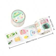 1 Roll Die-Cut Washi Tape, Many Small Items Collection Series Energetic Life Stickers, Warm Crayon Style Hand-Drawn Illustration Sticker Material, Full Roll Length 300cm/118.11in, Multiple Sizes And Specifications Stickers, Suitable For Planner, Scrapbook, Photo Album, Notebook Collage Decoration, Essential Student Stationery For Back To School Season - 1 Roll - View 6