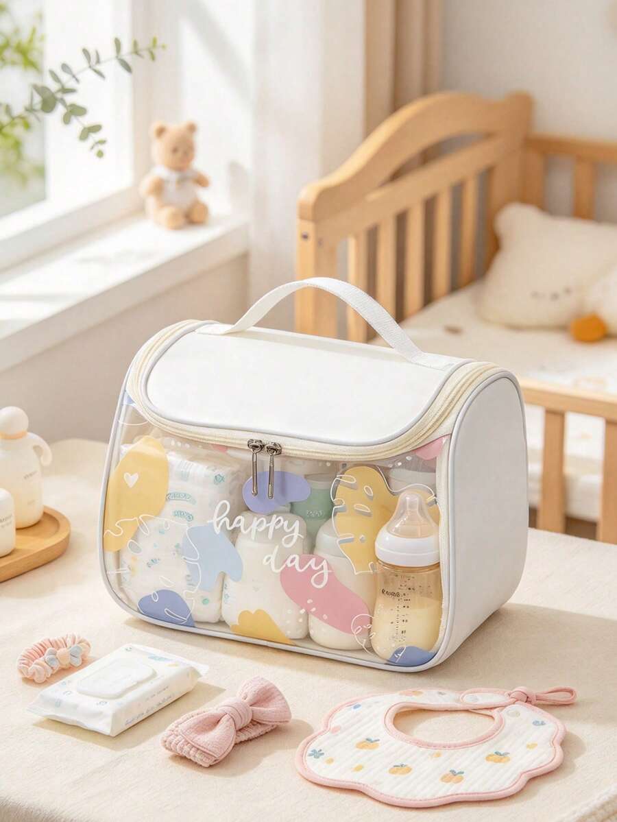 1pc White Matte Storage Bag, Suitable For Baby Girl Room, Children's Bedroom, Baby Supplies And Home Essentials - Multicolor - View 1