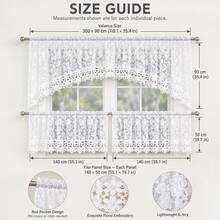 FLYINGCURTAINS White Floral Lace Curtain Set, Hollow Embroidered Curtains And Coffee Shop Layer Curtains, Translucent Lace Curtains - White Set - View 3