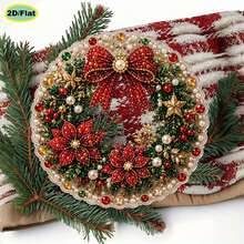 Christmas Pearl Diamond Painting Suncatcher Set, DIY Handmade | Pre-Assembled Metal Chain, Acrylic Round Plate With Lace Edge, 3D Mixed Size Pearl Beads, Holiday Window & Wall Decor - A - View 7