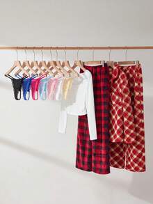 Lowkey Lull Conjunto de pijama para mujer con top de manga larga y pantalones, franela a cuadros, cómodo, casual, suave, chic, estilo INS Y2K, EasyComfort AutumnSlumber - Multicolor - Ver 14