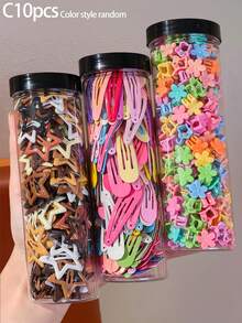 60/30pcs Girls Multi-Color Non-Damaging Water Drop BB Clips, Coffee-Tone Five-Point Star BB Clips, Side Bangs & Loose Hair Clips, Flower Mini Claw Clips Hair Accessories For Daily Use - Multicolor - View 7