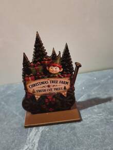聖誕木製桌面裝飾套組，復古聖誕老人、雪人、小精靈、小推車，居家派對裝飾品，適用廚房、辦公室、客廳、書房 - A - 查看 9