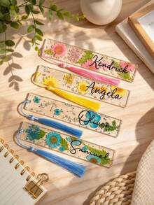 Personalized Pressed Daisy Bookmark, Customized Resin Floral Reader Gift - Multicolor - View 5
