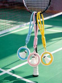1pc Rotatable Shuttlecock Keychain, Mini Badminton Bag Charm Pendant, Sports Style Key Ring Accessory, Backpack Hanging Decor, Creative Gift For Badminton Fans Players - Multicolor - View 3