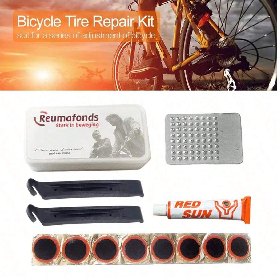 1pc Bicycle Repair Tool Tire Patch Kit Cycling Tool Set With Tire Levers And Patch Kit Box - Multicolor - View 1