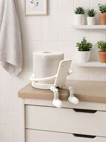 Creative Human-Shaped Toilet Paper Holder, Unique Phone Holder Pose Toilet Paper Holder, Movable Legs, Fun Sitting Pose, Suitable For Bathroom, Bedroom And Living Room Storage And Decoration - Multicolor - View 5