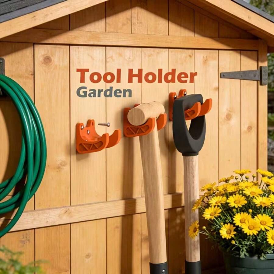 1pc This Wall-Mounted Garden Tool Storage Rack Has Stable Load-Bearing Capacity. It Can Hold All Kinds Of Gardening Tools And Save Floor Space. Simple To Install, Perfect For Yards And Garages To Keep Tools Neatly Arranged. - Multicolor - View 1