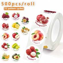500pcs/Roll Colorful Cartoon Vegetable & Fruit Stickers, Self-Adhesive Decorative Decals, DIY Learning Stickers - M - View 6