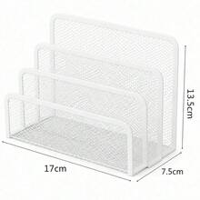 Tiered Metal Mesh Desktop File Organizer, Multi-Slot Mail & Letter Sorting Rack, Desktop Document Storage Holder, Space-Saving Office Supplies, Suitable For Home Workstation - Multicolor - View 8