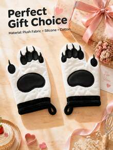 Meoky 1 Pair Kitchen Oven Mitts, Heat-Resistant Non-Slip Surface Oven Mitts And Insulated Pads, Suitable For Cooking - Black and White Panda - View 6