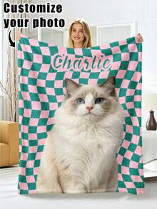 1pc Customized Photo Blanket, Personalized Flannel Blanket With Photo And Text, Office Nap Blanket, Comfortable Blanket, Mother's Day, Father's Day Gift For Parents, Bedding Blanket, Bed Custom Blanket, Custom Text Blanket, Personalized Home Blanket - Multicolor - View 22