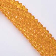 手工珠飾用扁圓玻璃珠 8mm/6mm/4mm (60/80/115顆) 可重複使用散珠 DIY 手作配件，亮面藍綠色 - 橘黃 - 查看 2
