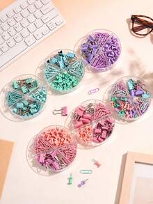 72pcs Multi-Function Paper Clips, Long Tail Clips, I-Type Steel Nails, Swan Tail Clips Combination Set, Folder Clips And Paper Clips Set, Divider Storage Box Folder Tool Kit Suitable For Office And Study Use, Notebook, Documents, School And Home Stationery Storage, Essential For Back To School Season - Multicolor - View 7