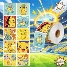 1set/500pcs Square Sticker Roll With Assorted Anime Characters. Vivid HD Printing, No Sticky Residue. Perfect For Crafts, Gift Sealing And Party Decorations.(Stochastic Style) - Multicolor - View 3